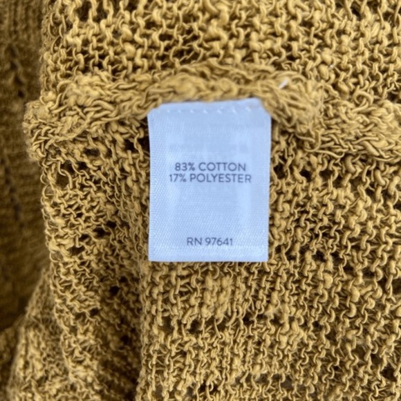 J. JILL TEXTURED OPEN STITCH‎ V-NECK SWEATER GILDED COIN Large - Picture 8 of 9